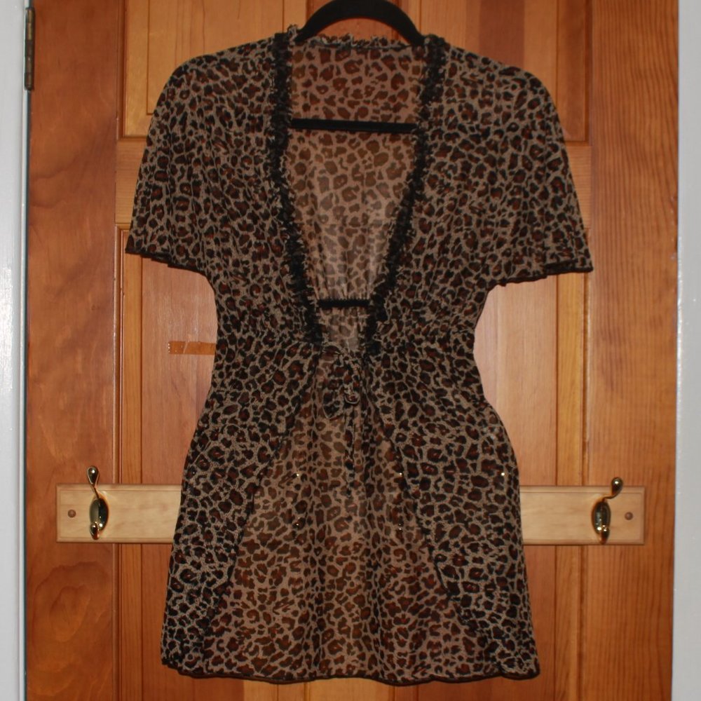 Unknown Brand Sheer Animal Print Mini Cover-Up